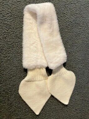 Faux Fur Knit Scarf in Cream White